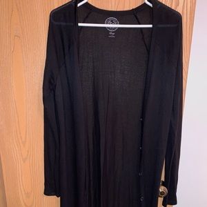 Long Black Lightweight Cardigan